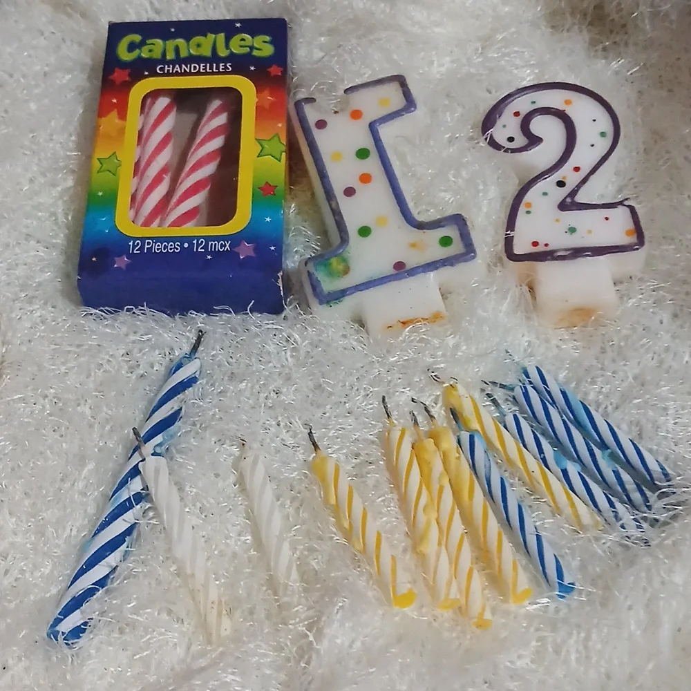 Colorful Birthday Candle Set with Number 1 and 2